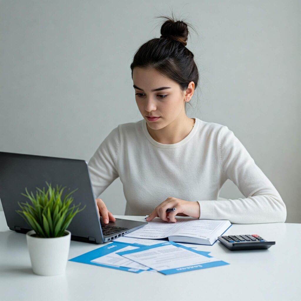 Student Reviewing Documents