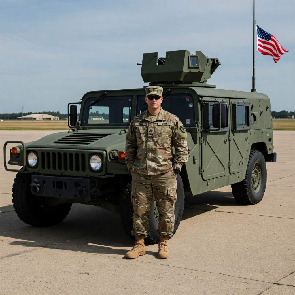 Soldier and military vehicle
