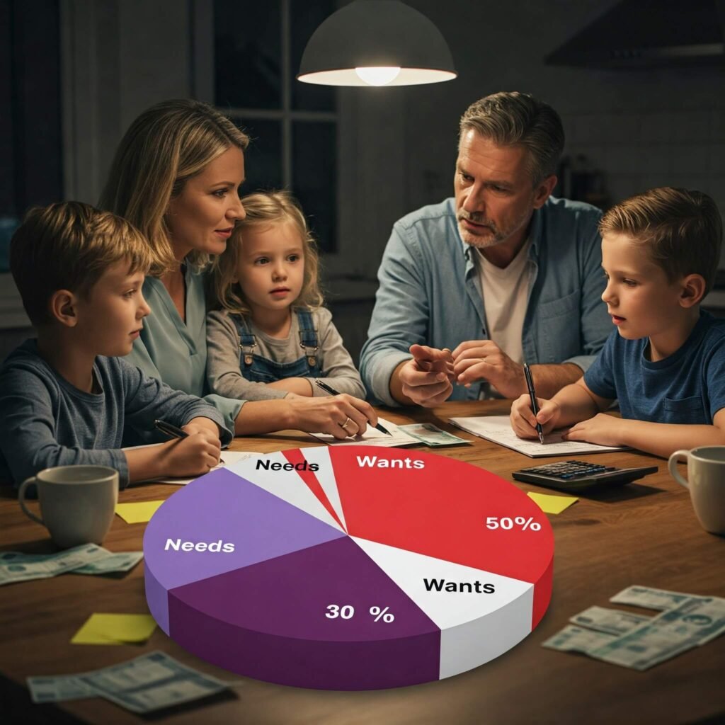 50/30/20 budget rule explained to family.
