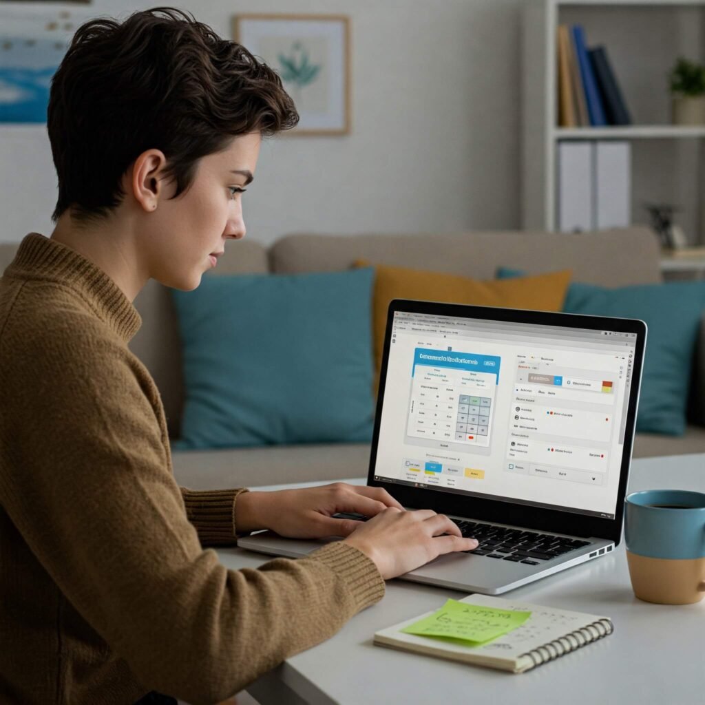 Retirement calculator on laptop.