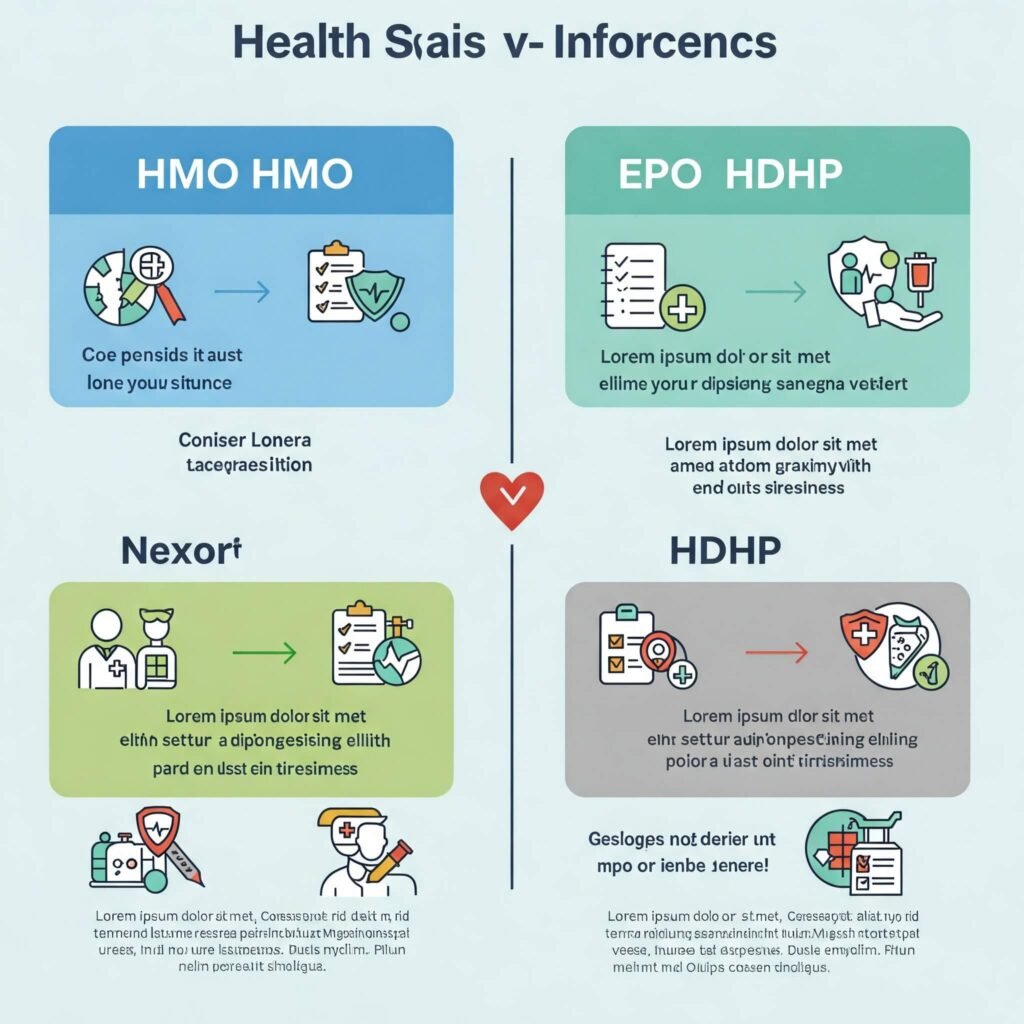 Comparing HMO PPO EPO HDHP health plans.