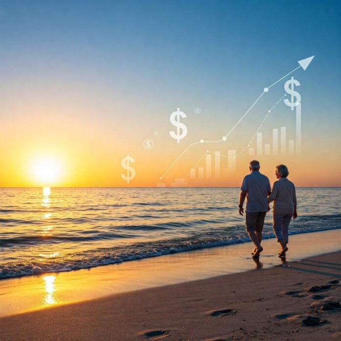 Retired Couple Sunset Financial Freedom