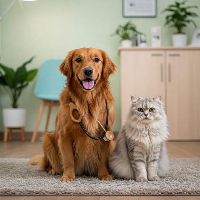 Dog and Cat with Stethoscope