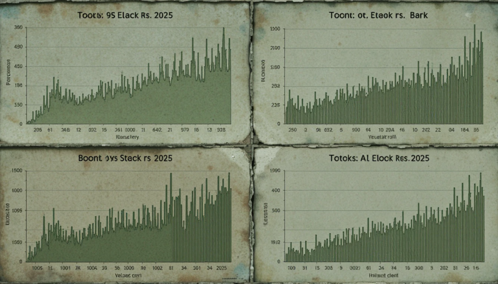 Tilted collage of stock and bond risk graphs in olive greens, breaking down bonds vs. stocks for 2025