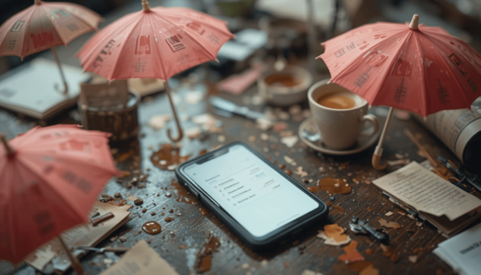 phone glowing with Policygenius quotes amid