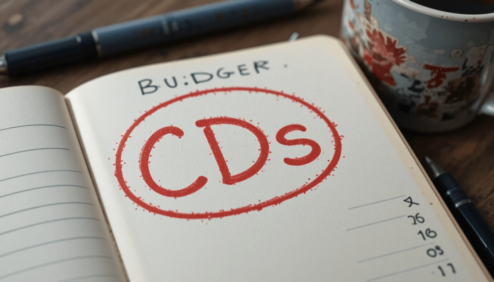 “CDs” scribbled and circled in smudged red ink