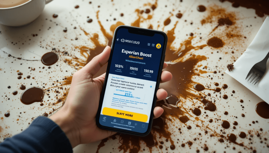 captures the gritty grind to fix your credit score; descriptive: diner fumble angle on a quick fix.