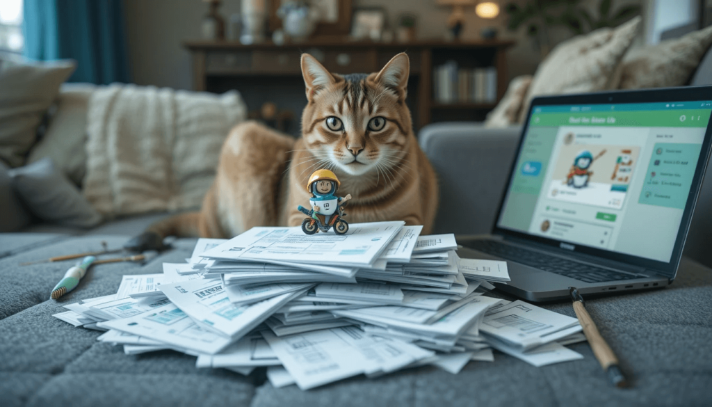 cartoon teeth in helmets parachuting from the ceiling.