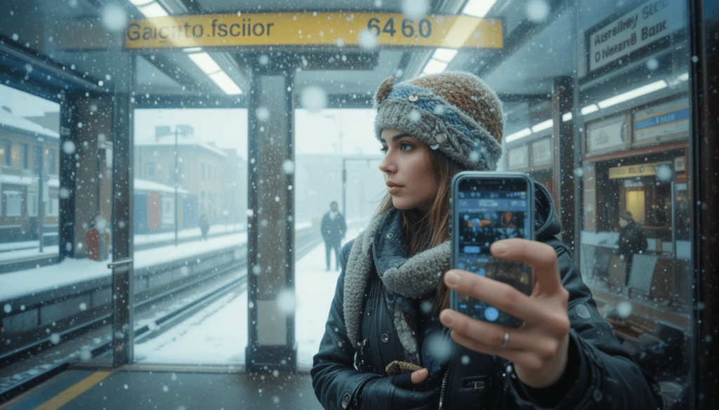 Snowy T selfie checking Capital One for using credit